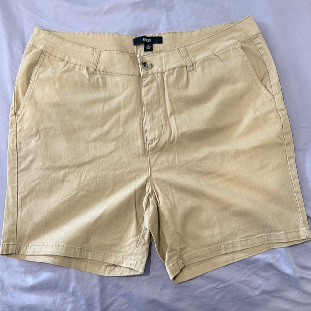 Ellos Tan Flat Front Shorts Lightweight Casual